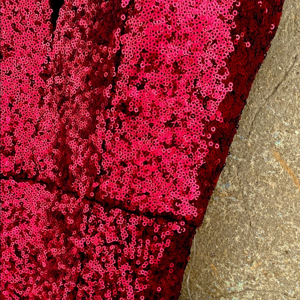 Red dress .  Long red dress